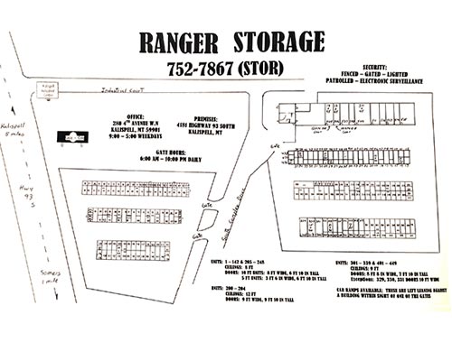 Ranger Storage - Kalispell Storage Units Facility Map